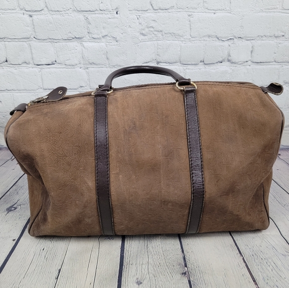 CHRISTIAN DIOR | vintage debossed suede monogram luxury trotter boston bag - Picture 3 of 16